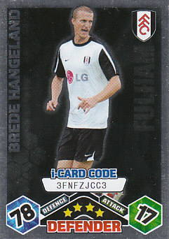 Brede Hangeland Fulham 2009/10 Topps Match Attax i-Card Code #163